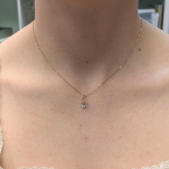 Afghan Paraiba Color Tourmaline Pendant in 14K Solid Gold with Natural Diamonds - Picture 3 of 8